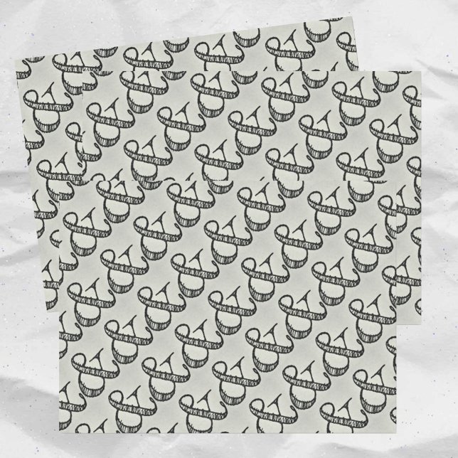 Scribbled Ampersand Sign Playful Fun Black & Grey Tissue Paper (Creator Uploaded)