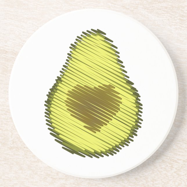 Scribbled Avocado Love Coaster (Front)