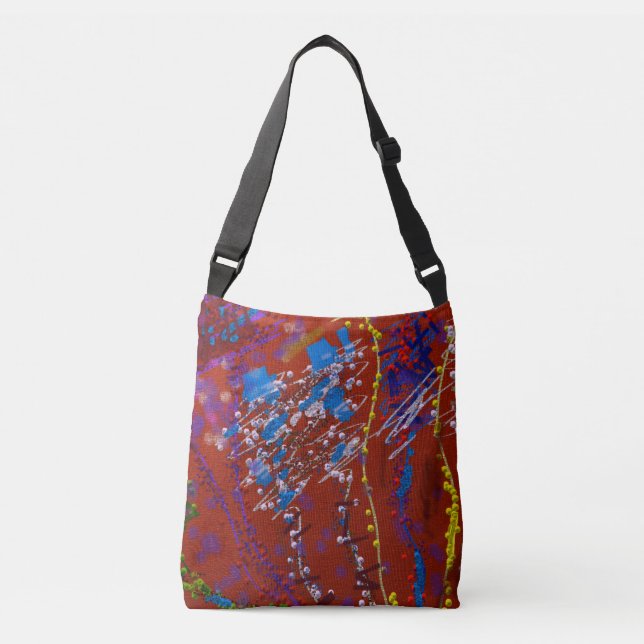 Scribbled Flowers Graffiti Crossbody Bag (Front)