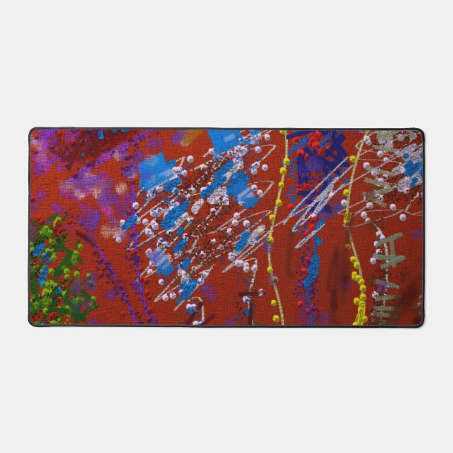 Scribbled Flowers Graffiti Desk Mat (Front)