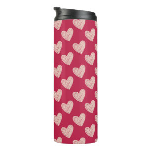 Scribbled Hearts Valentine's Day Viva Magenta Thermal Tumbler