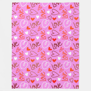 Scribbled Love Hearts Fleece Blanket