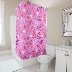 Scribbled Love Shower Curtain
