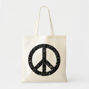 Scribbled Peace Symbol - Black Tote Bag