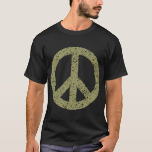 Scribbled Peace Symbol - Khaki T-Shirt