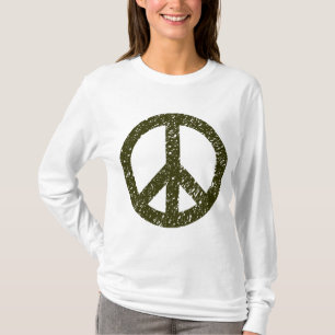 Scribbled Peace Symbol - Murky Green T-Shirt