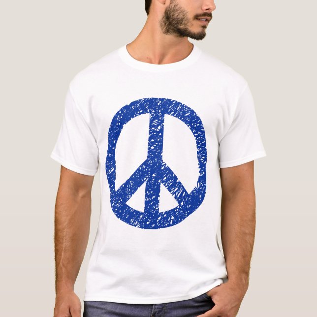 Scribbled Peace Symbol - Navy Blue T-Shirt (Front)