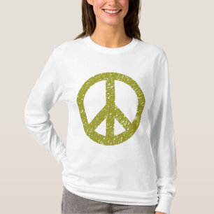 Scribbled Peace Symbol - Olive Green T-Shirt