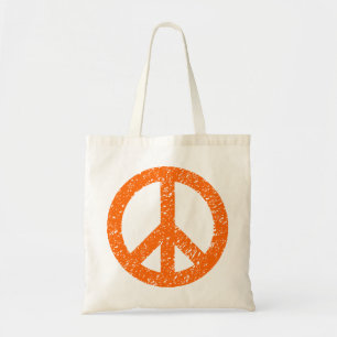 Scribbled Peace Symbol - Orange Tote Bag
