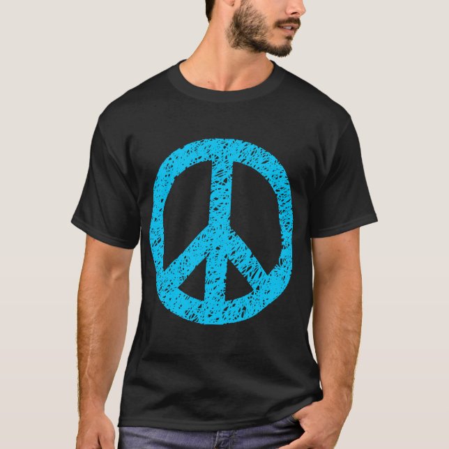 Scribbled Peace Symbol - Sky Blue T-Shirt (Front)