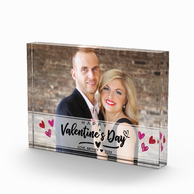 Scribbled Red Pink Hearts Valentine's Day Photo Block (Right)