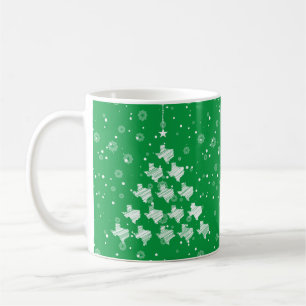 Scribbled Texas Christmas Tree on Green Coffee Mug