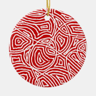 Scribbleprint Circle Ceramic Tree Decoration
