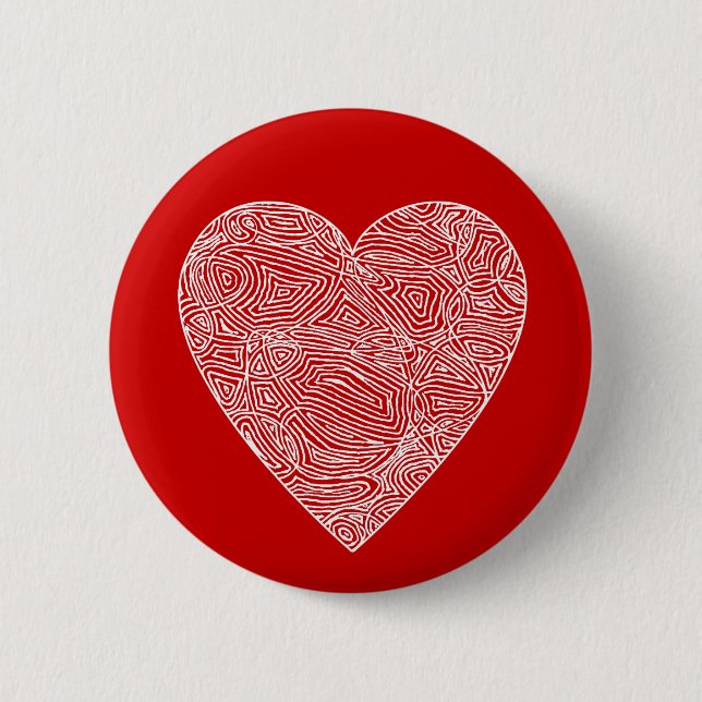 Scribbleprint Heart 6 Cm Round Badge (Front)