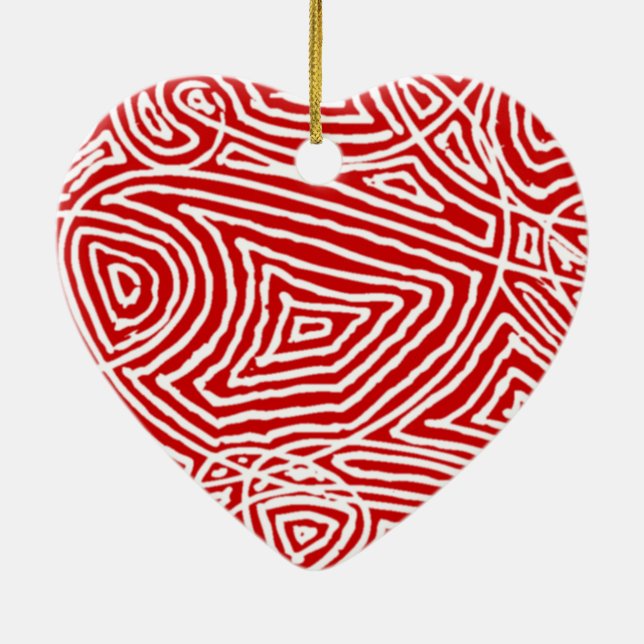 Scribbleprint Heart Ceramic Tree Decoration (Back)