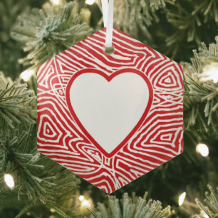 Scribbleprint Heart Notes Glass Tree Decoration