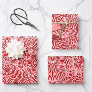 Scribbleprints Red Wrapping Paper Sheet