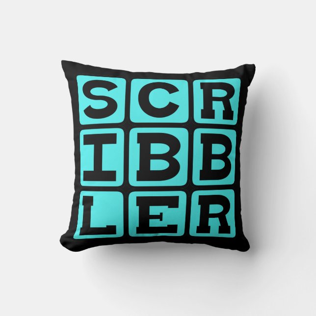 Scribbler, Cartoonist or Artist Cushion (Front)
