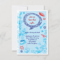 SCRIBBLES on NOTEPAPER Bat Bat Mitzvah Party Card