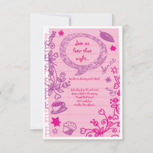 SCRIBBLES on NOTEPAPER Bat Bat Mitzvah Party Card
