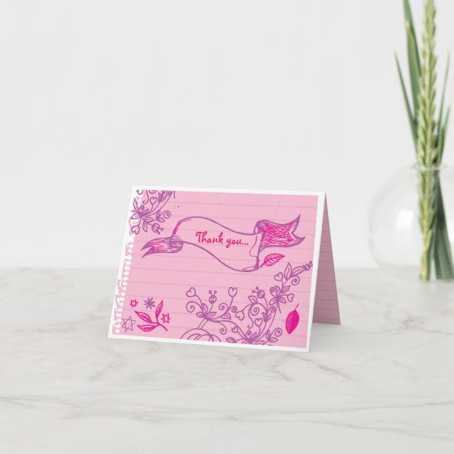 SCRIBBLES on NOTEPAPER Folded Thank You Card (Front)