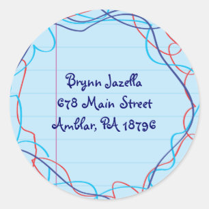 SCRIBBLES on NOTEPAPER Return Address Sticker Seal