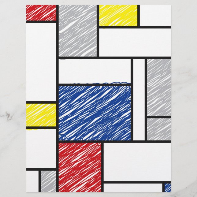 Scribbles Piet Mondrian Modern Art De Stijl Flyer (Front)