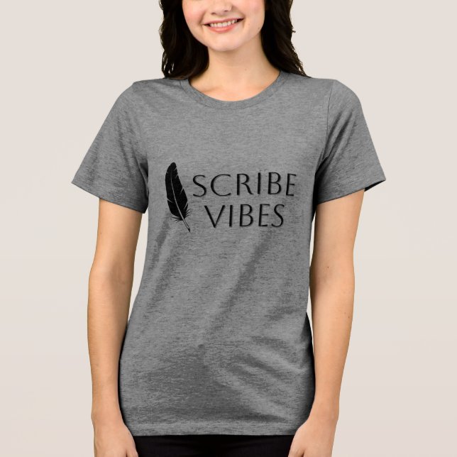 Scribe Vibes Feather Quill Author Writer Poet Tri-Blend Shirt (Front)