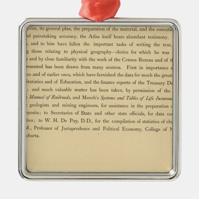 Scribner's statistical atlas metal tree decoration (Front)