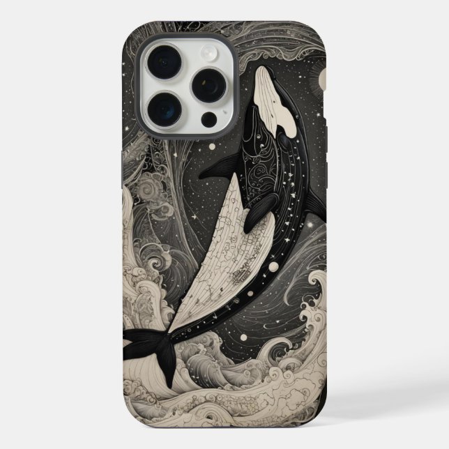 Scrimshaw Breach Whale iPhone Case (Back)