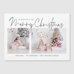 Script 2 Photos Merry Christmas Holiday Magnet