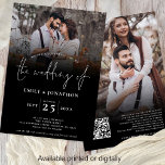 Script 2 Photos Overlay QR Code Wedding Black Invitation<br><div class="desc">Modern Script 2 Photos Overlay QR Code Wedding Black. Add your QR code to your wedding website on the back so your guests can RSVP and see all the details online without the need for separate enclosures.. An informal set typography in white for the main heading the Wedding Of complementing...</div>