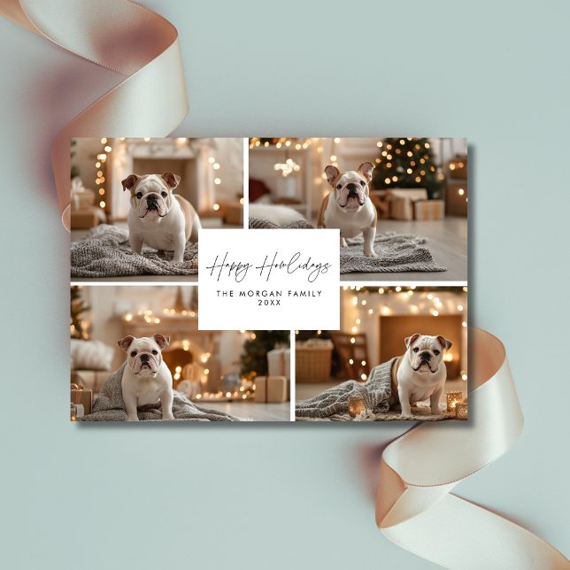 Script 4 Photo Collage Happy Howlidays Dog Photo Holiday Card (Creator Uploaded)