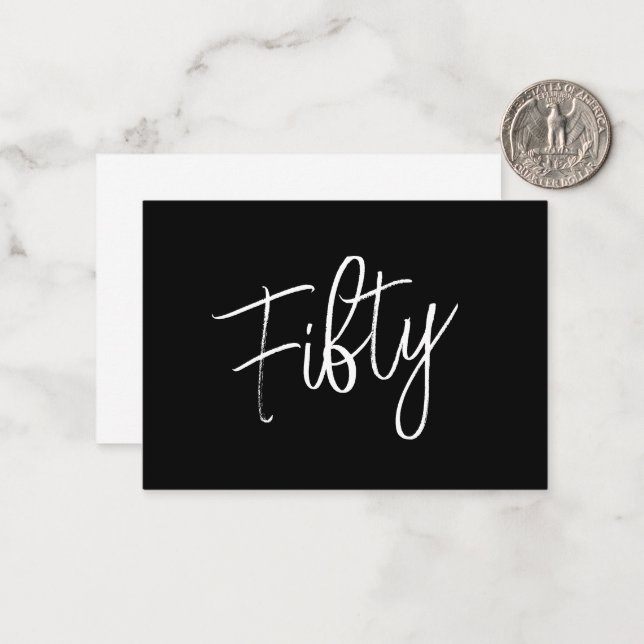 Script 50th Birthday Black Card (Front/Back In Situ)