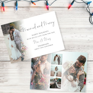 Script 6 Photos 1st Married Merry Christmas  Card