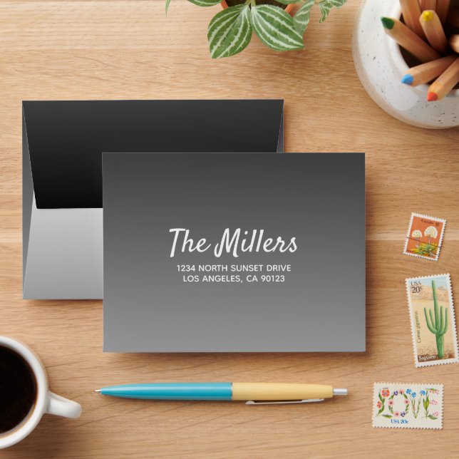 Script Address Editable Colour! Ombre Envelope (Desk)