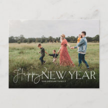 Script and Sans Flat New Years postcard