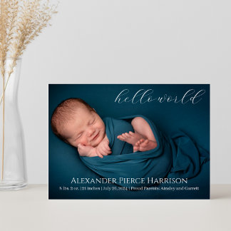 Script Baby Birth Announcement Photo Card