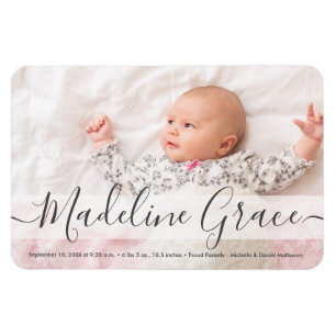Script Baby Name Custom Photo Birth announcement Magnet