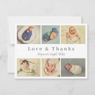 script baby thank you card, love and thanks postcard