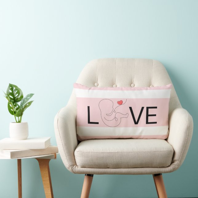 Script baby with pink heart, love,  lumbar cushion (Chair)