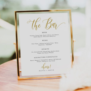 Script Bar Menu Sign, Bar Menu Wedding Poster