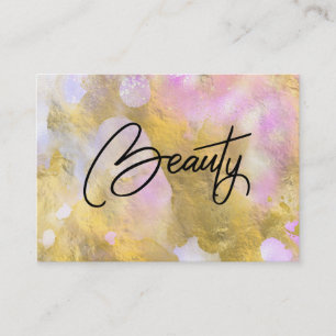 *~* Script BEAUTY Pink Gold Foil  Business Card