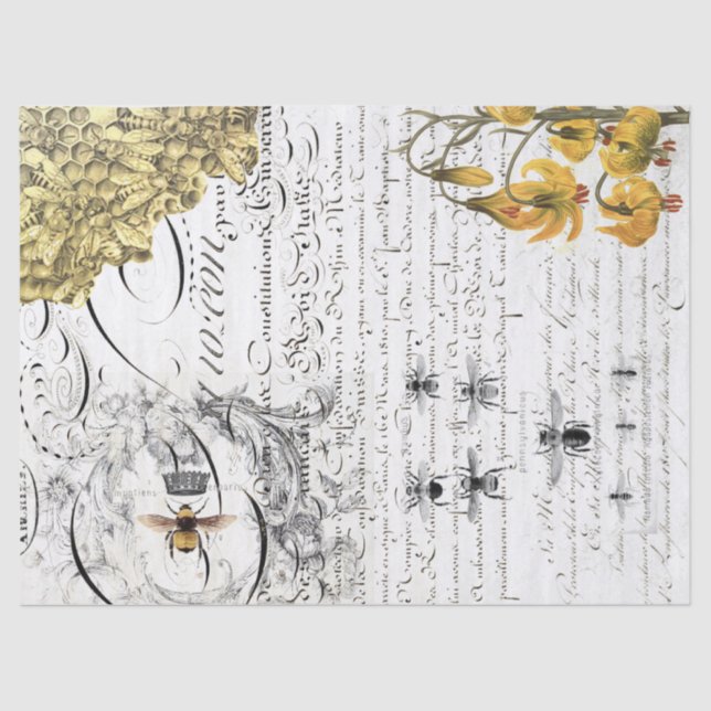 Script Bee Decoupage Tissue Paper (Front)