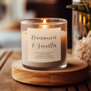 Script Beige Candle Product Label