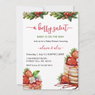 Script Berry sweet Baby shower Invitation