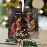 Script Bestie Photo Keepsake Gift Glass Tree Decoration<br><div class="desc">Design is composed of fun and elegant typography with script and sans font. Simply customise name,  year and upload a favourite photograph of you and your bestie!</div>