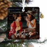 Script Bestie Photo Keepsake Gift Metal Tree Decoration<br><div class="desc">Design is composed of fun and elegant typography with script and sans font. Simply customise name,  year and upload a favourite photograph of you and your bestie!</div>