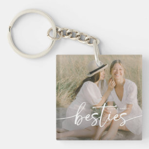 Script Besties 2x Photo Personalised Key Ring
