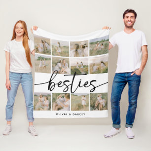 Script Besties Photo Collage Personalised Fleece Blanket